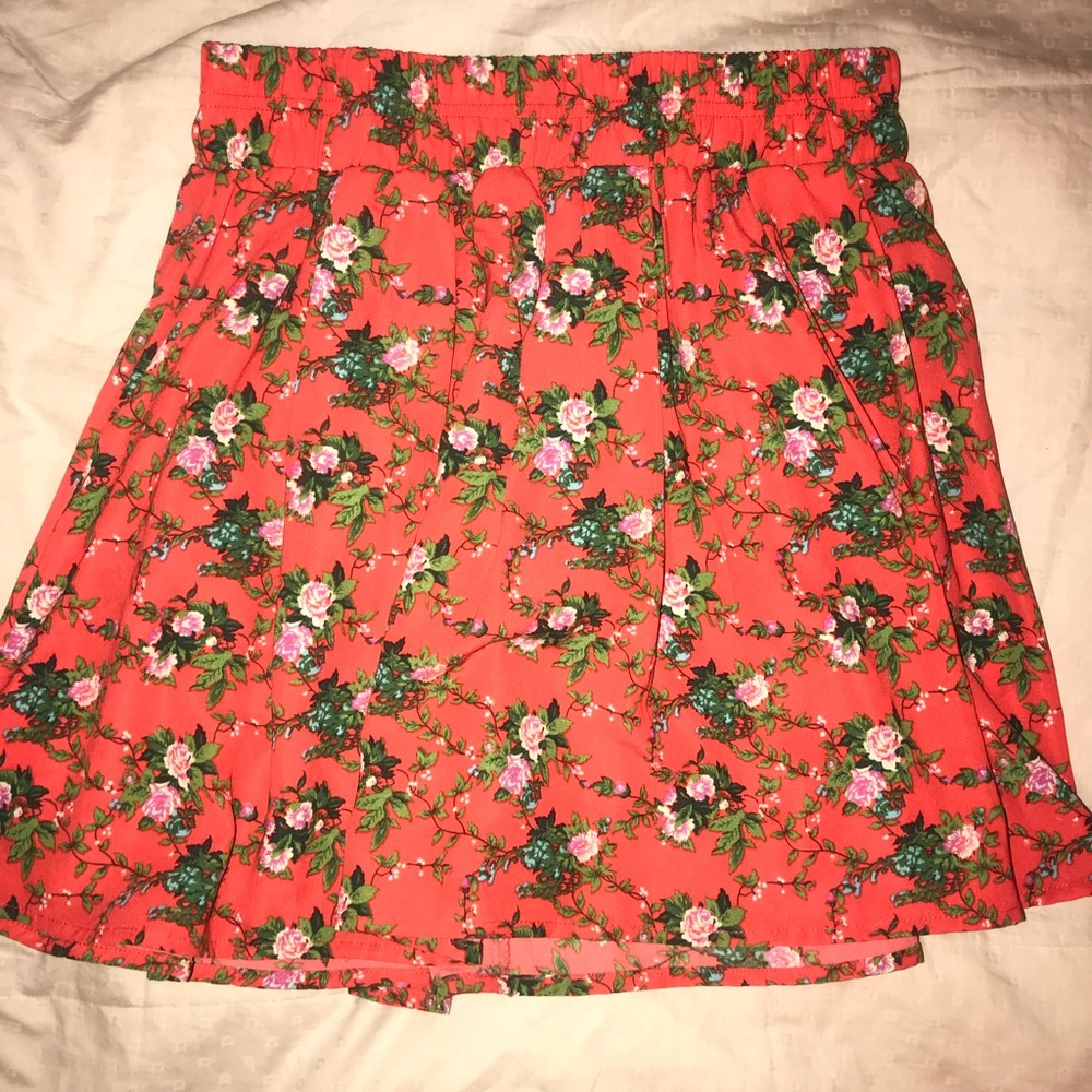 Forever 21 red floral skirt